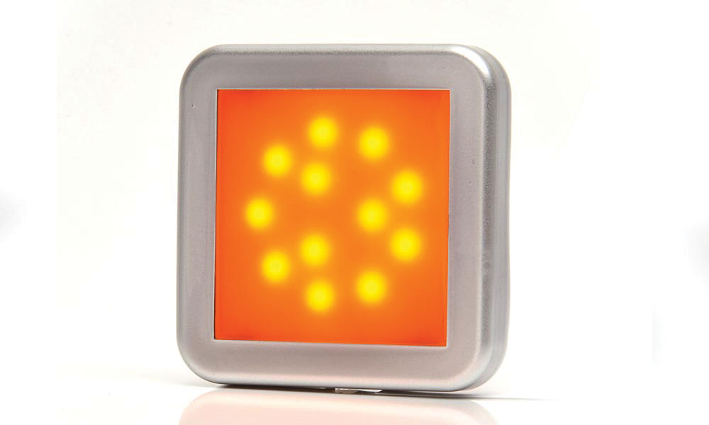 WAS SQUARE POSITION LAMP 12 LEDS AMBER GLASS 12-24